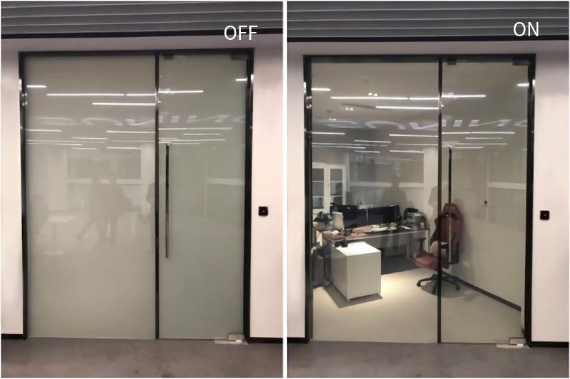 调光玻璃通电透明断电雾化